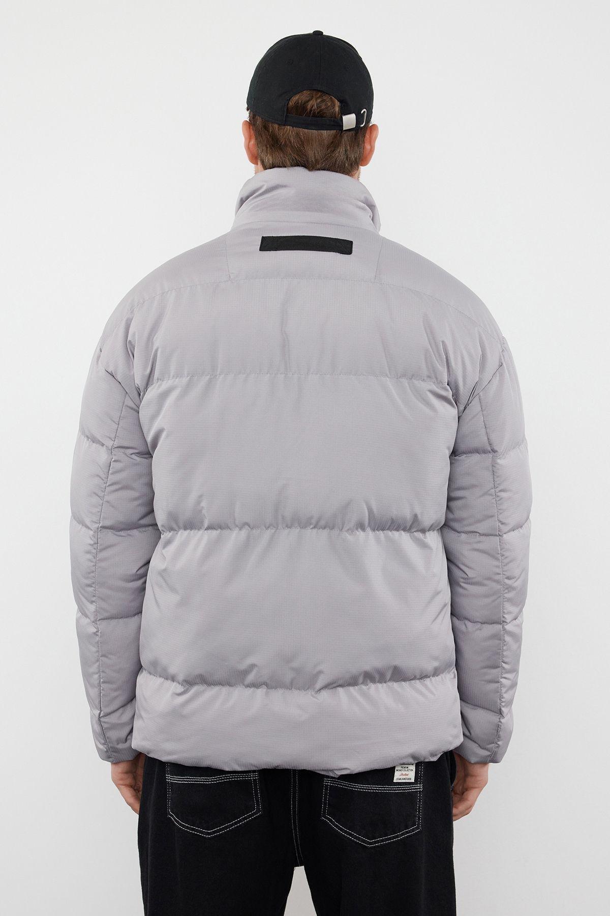 Gray Oversize Ribstop Puffer Jacket TMNAW25MO00009, Single item, , large image number 4