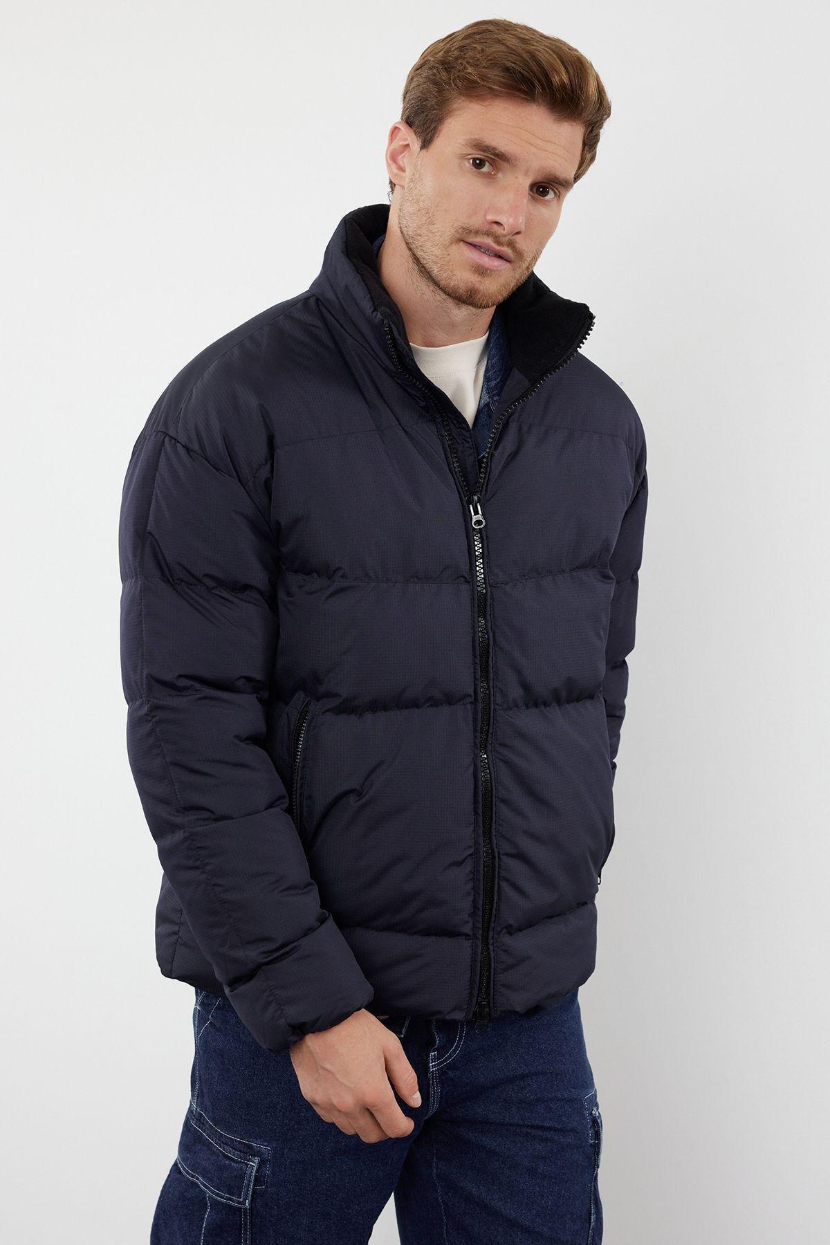 Navy Blue Oversize Ribstop Puffer Jacket TMNAW25MO00009, Single item, , large image number 1