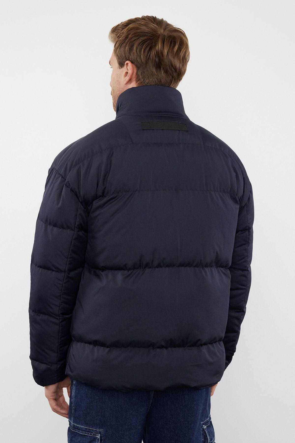 Navy Blue Oversize Ribstop Puffer Jacket TMNAW25MO00009, Single item, , large image number 4