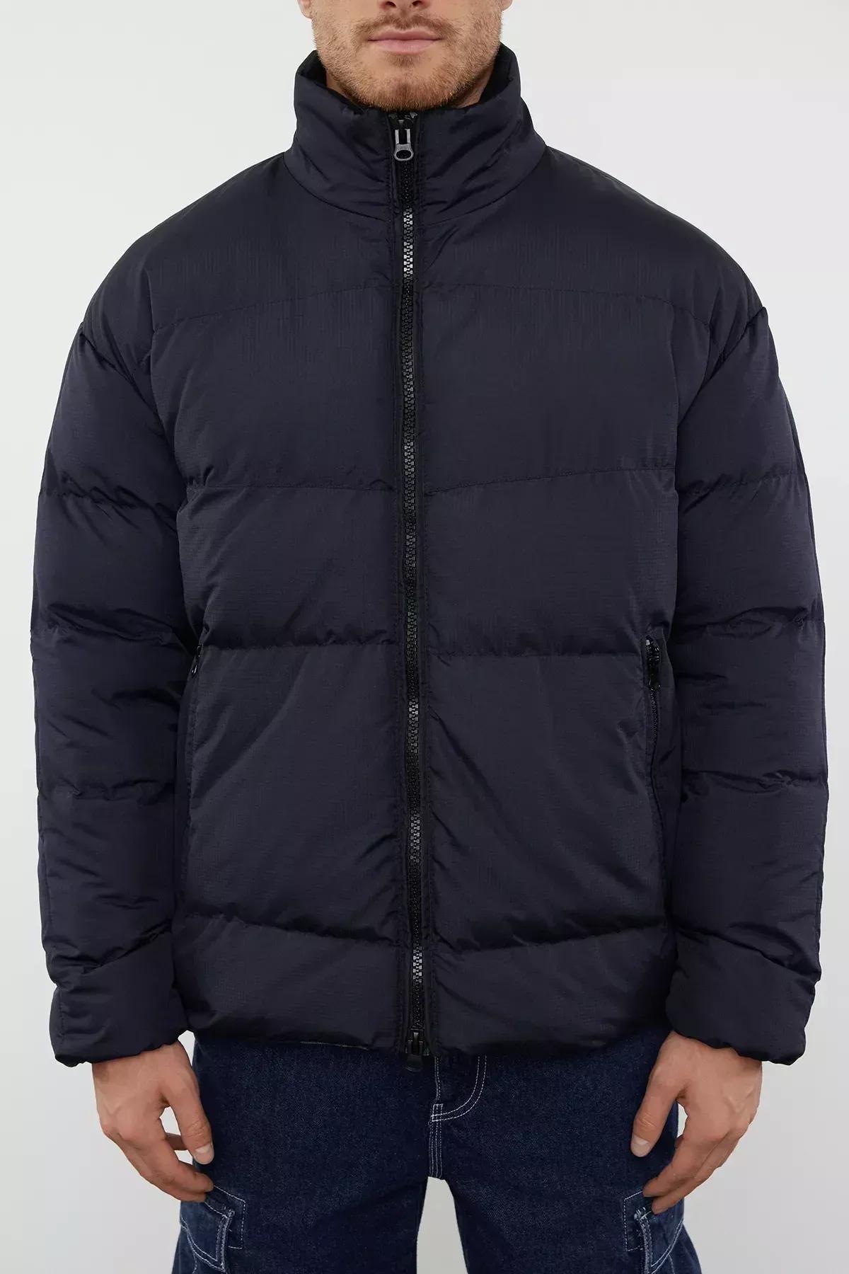Navy Blue Oversize Ribstop Puffer Jacket TMNAW25MO00009, Single item, Navy blue, large image number 4
