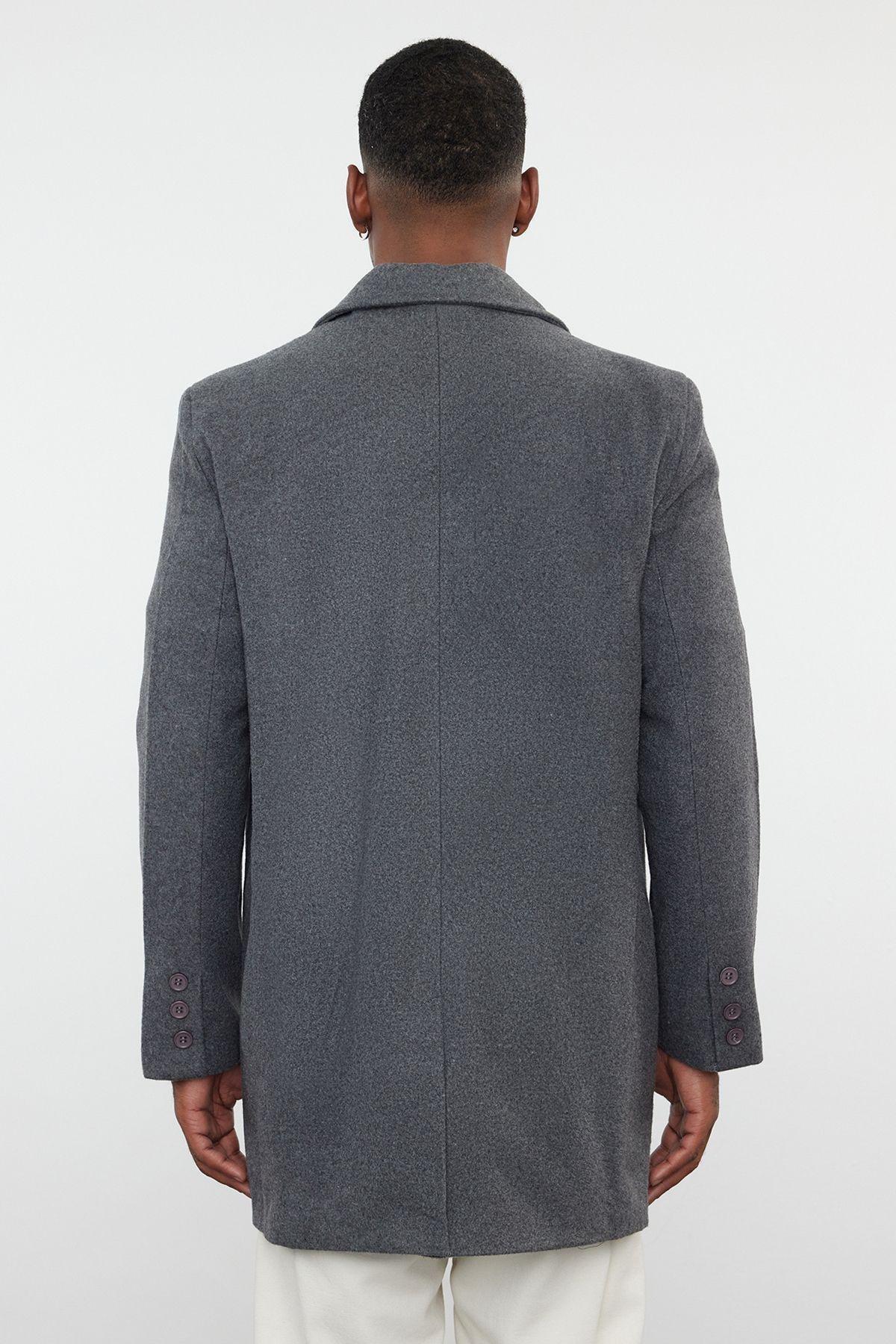 Anthracite Mens Winter Wool Blend Stamp Winter Coat TMNAW25KB00000, , large image number 4