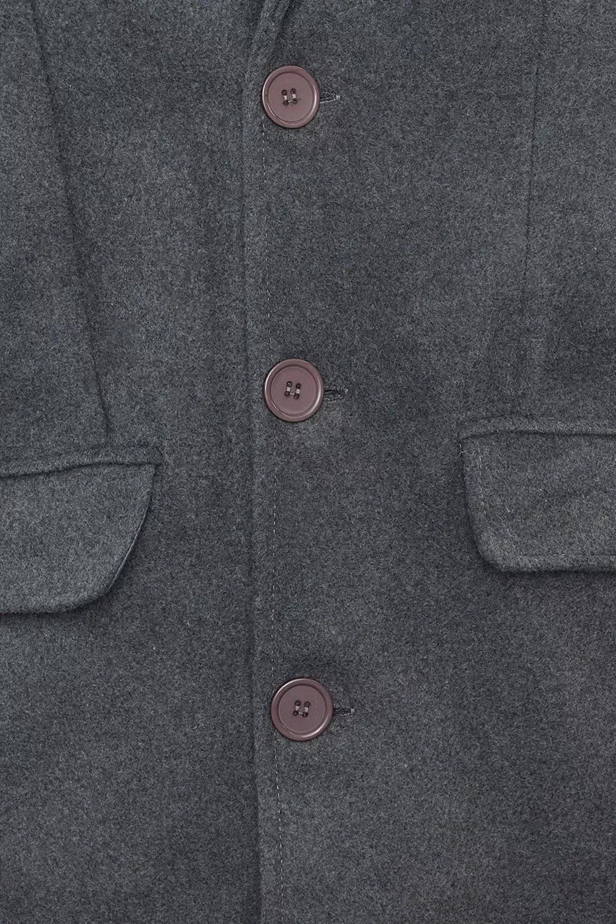 Anthracite Mens Winter Wool Blend Stamp Winter Coat TMNAW25KB00000, Anthracite, large image number 4