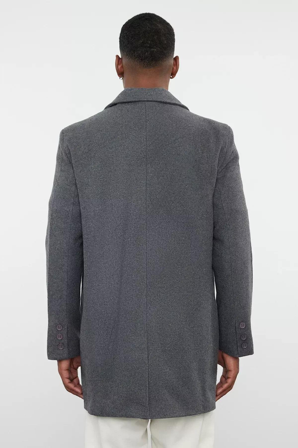 Anthracite Mens Winter Wool Blend Stamp Winter Coat TMNAW25KB00000, Anthracite, large image number 6