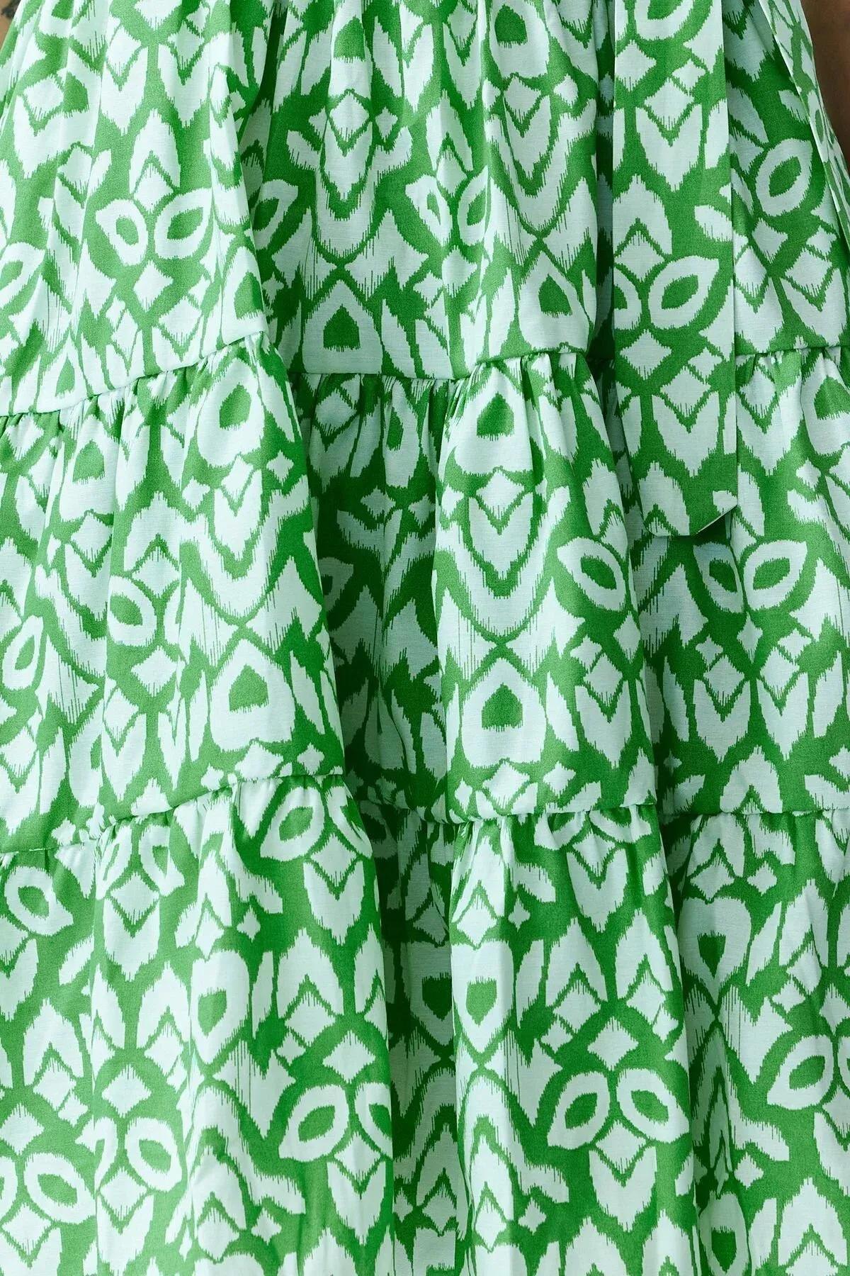 Green Floral Baby Doll Mini Dress, Green, large image number 4