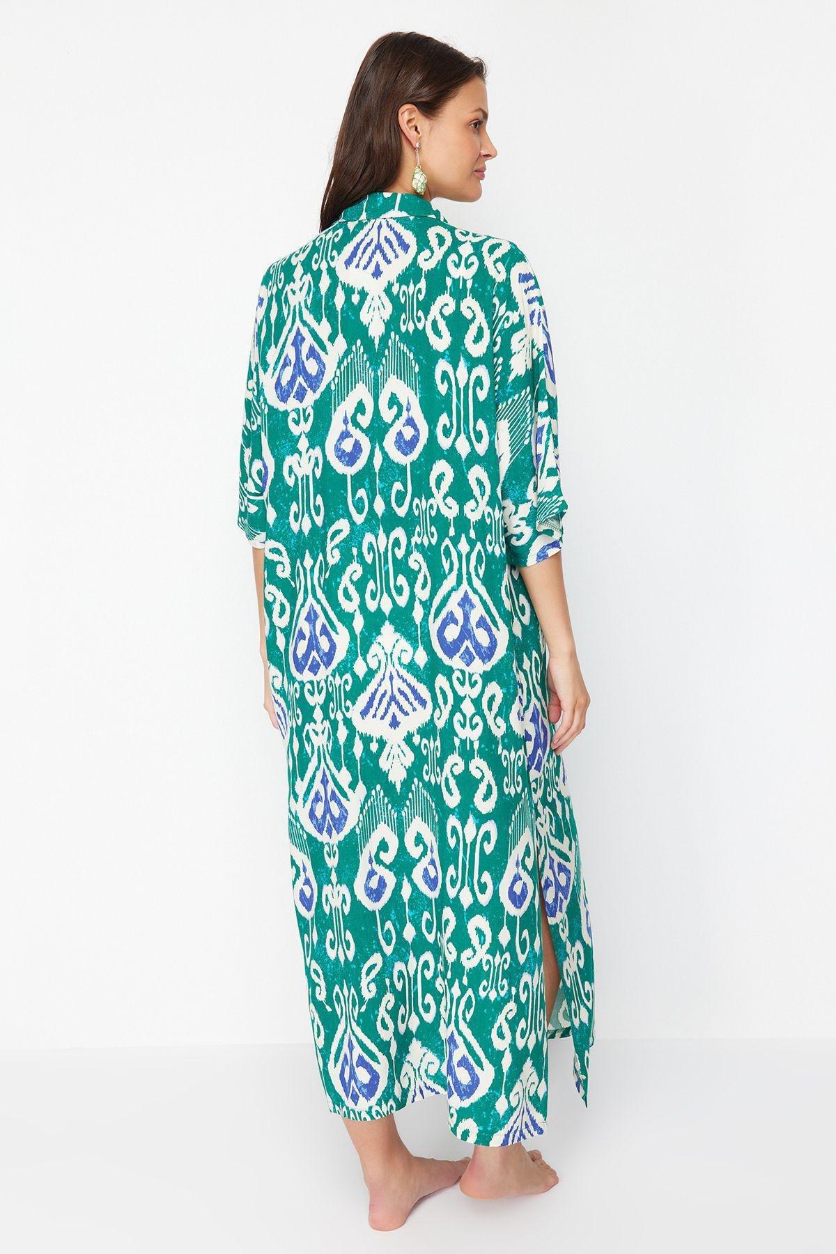 فستان متوسط الطول بنمط منقوش، ألوان متعددة, Green-Multicolor, large image number 5