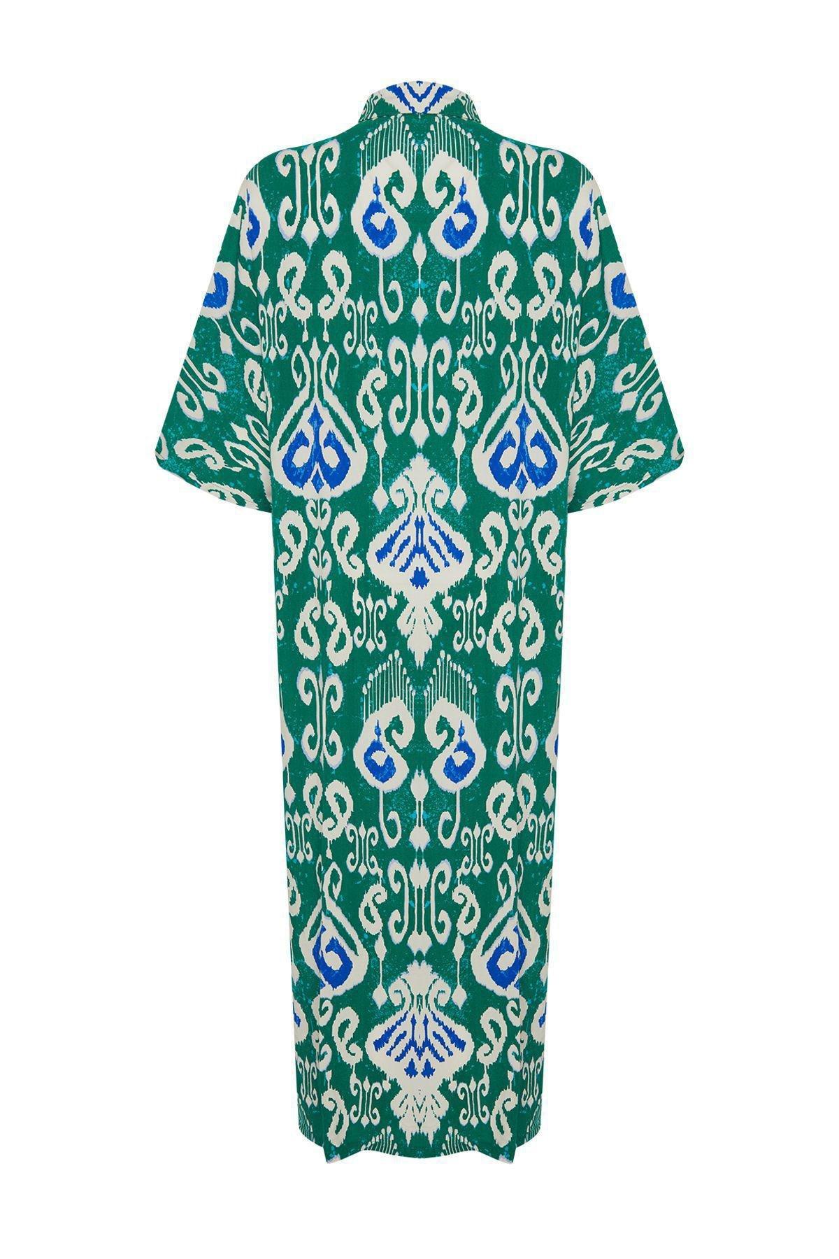 فستان متوسط الطول بنمط منقوش، ألوان متعددة, Green-Multicolor, large image number 6
