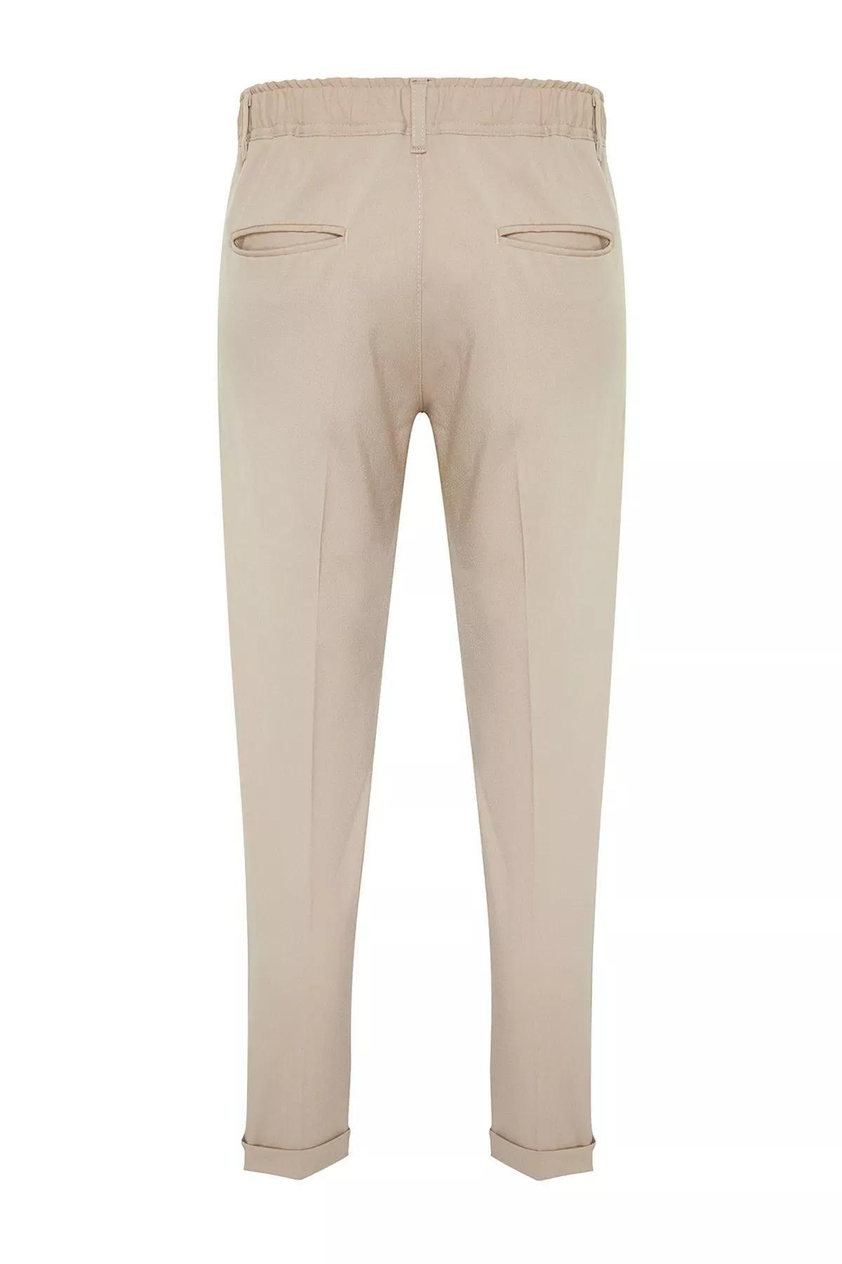 Beige Italian Pleated Fabric Trousers, , large image number 6