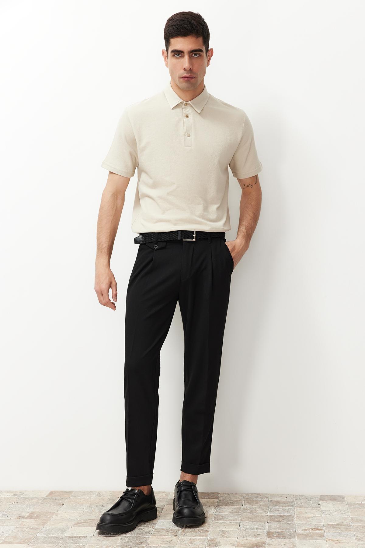 Black Italian Cut Pleated Fabric Trousers TMNSS24PL00022, Single item, , large image number 1