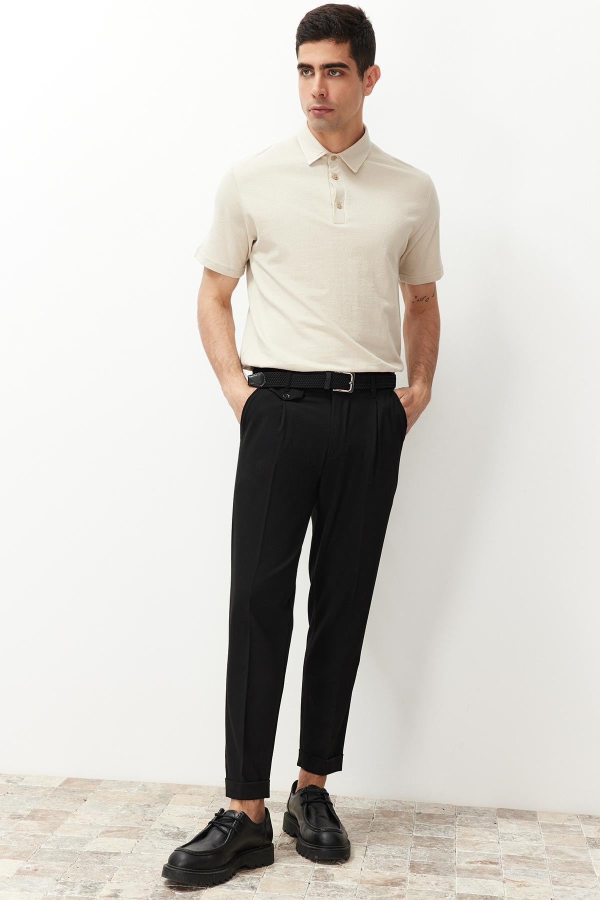 Black Italian Cut Pleated Fabric Trousers TMNSS24PL00022, Single item, , large image number 4