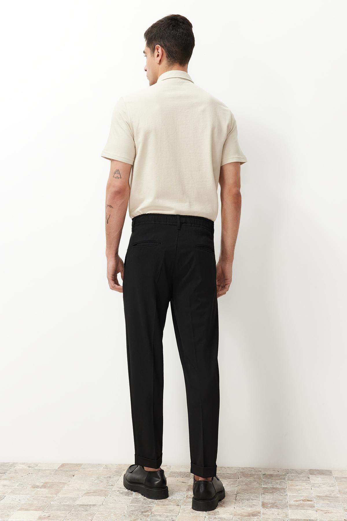 Black Italian Cut Pleated Fabric Trousers TMNSS24PL00022, Single item, , large image number 5