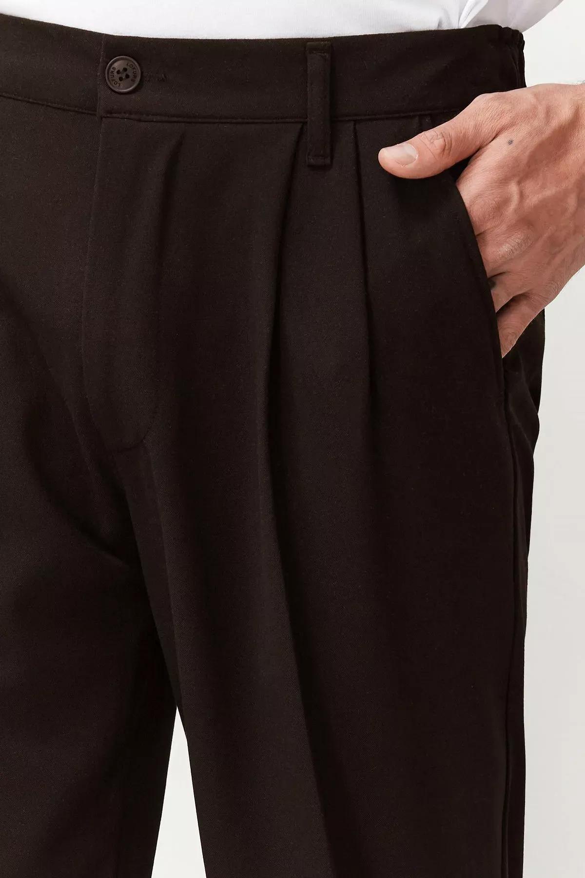 Brown Pleated Baggy Trousers, Brown, large image number 3
