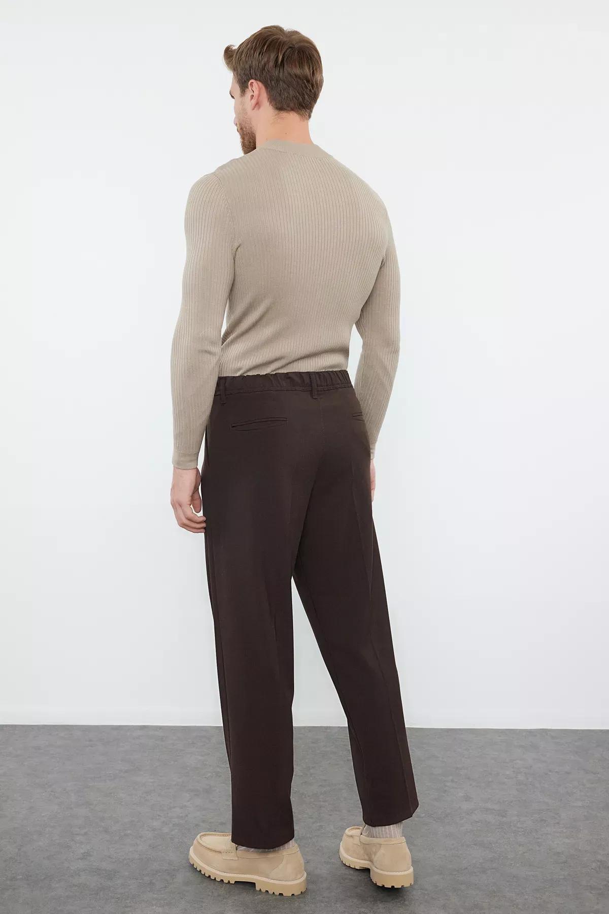 Brown Pleated Baggy Trousers, Brown, large image number 4