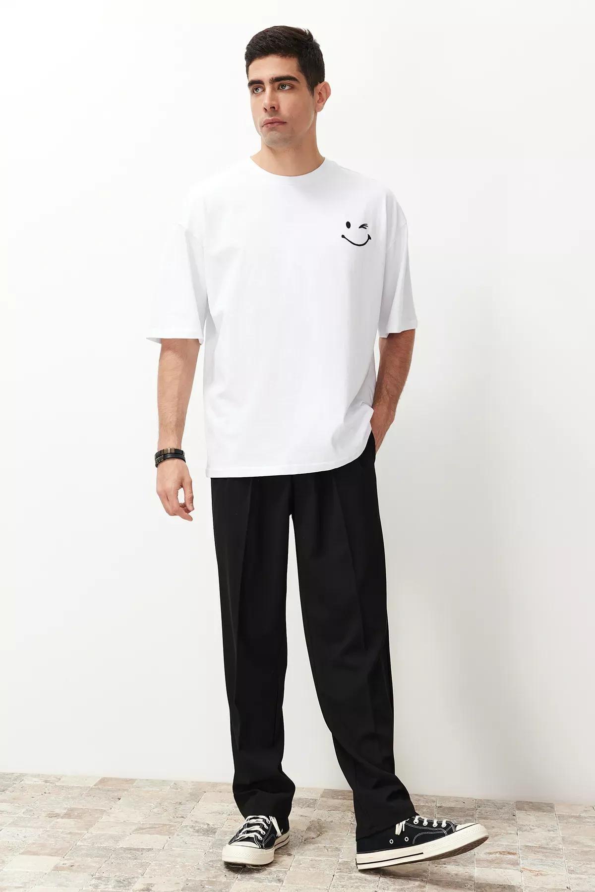 Black Pleated Baggy Trousers, BLACK, large image number 2