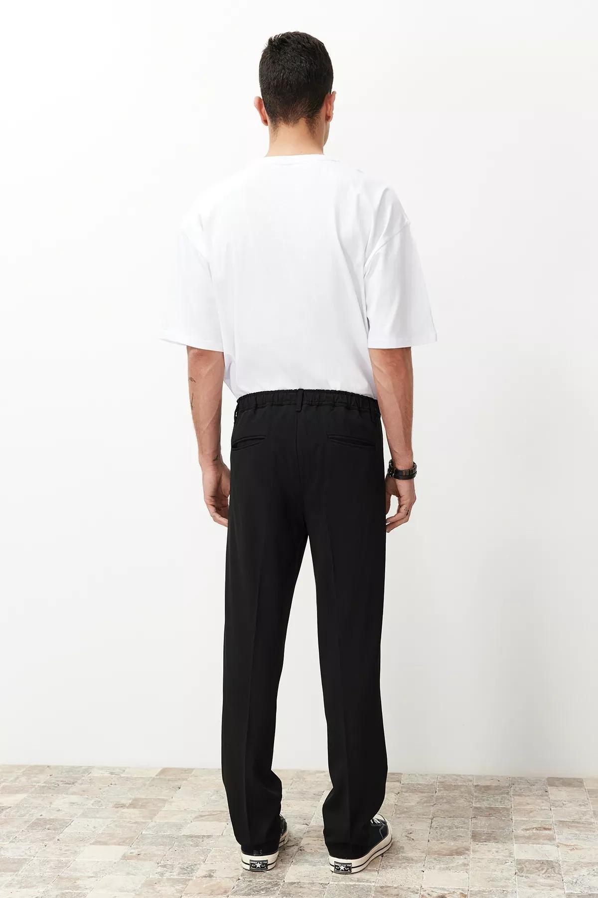 Black Pleated Baggy Trousers, BLACK, large image number 5