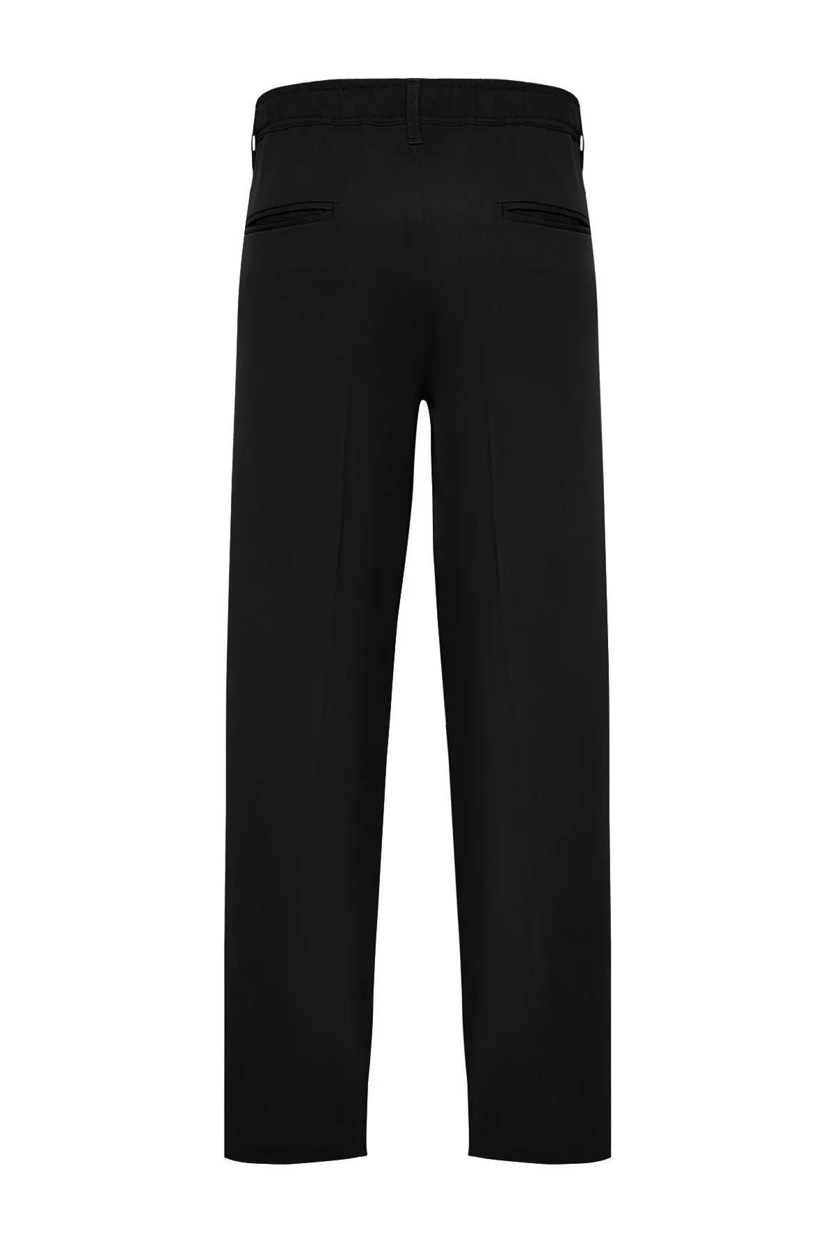 Black Pleated Baggy Trousers, BLACK, large image number 7