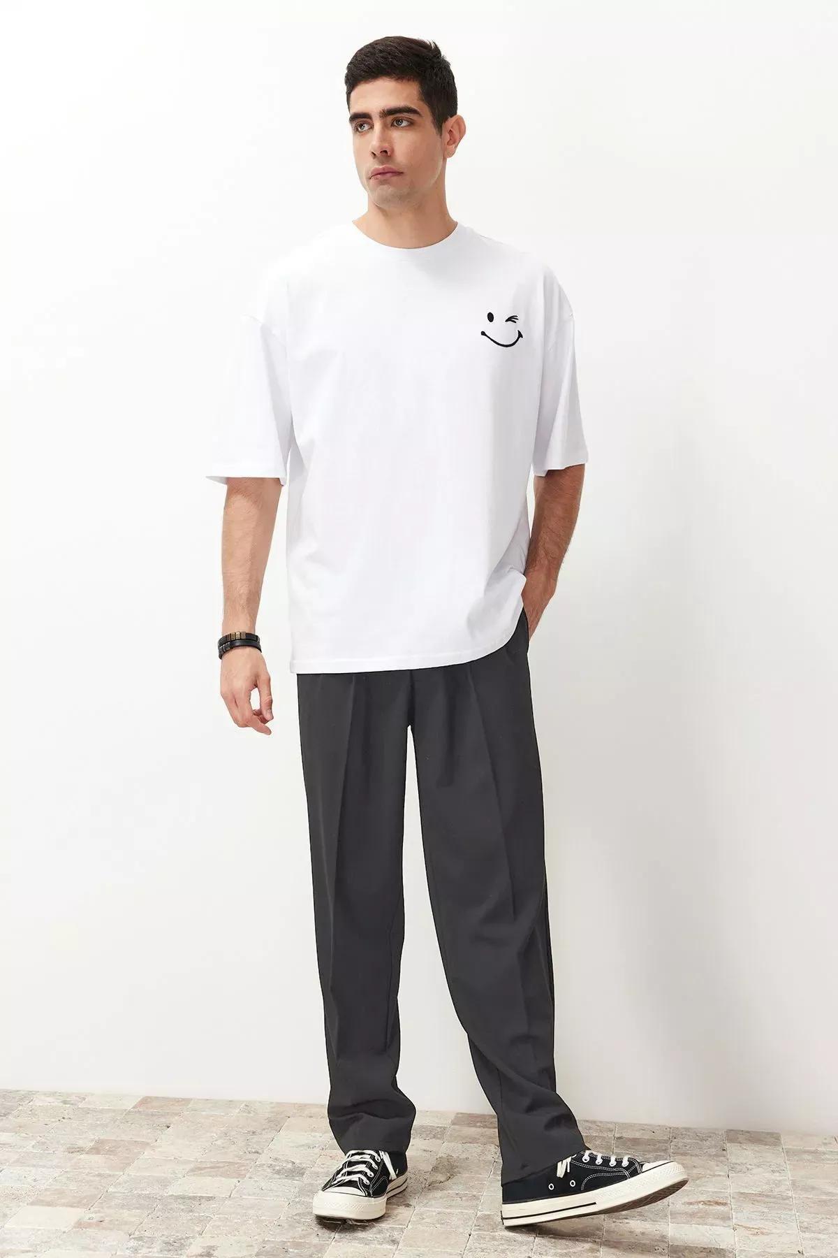 Black Pleated Baggy Trousers, Anthracite, large image number 2