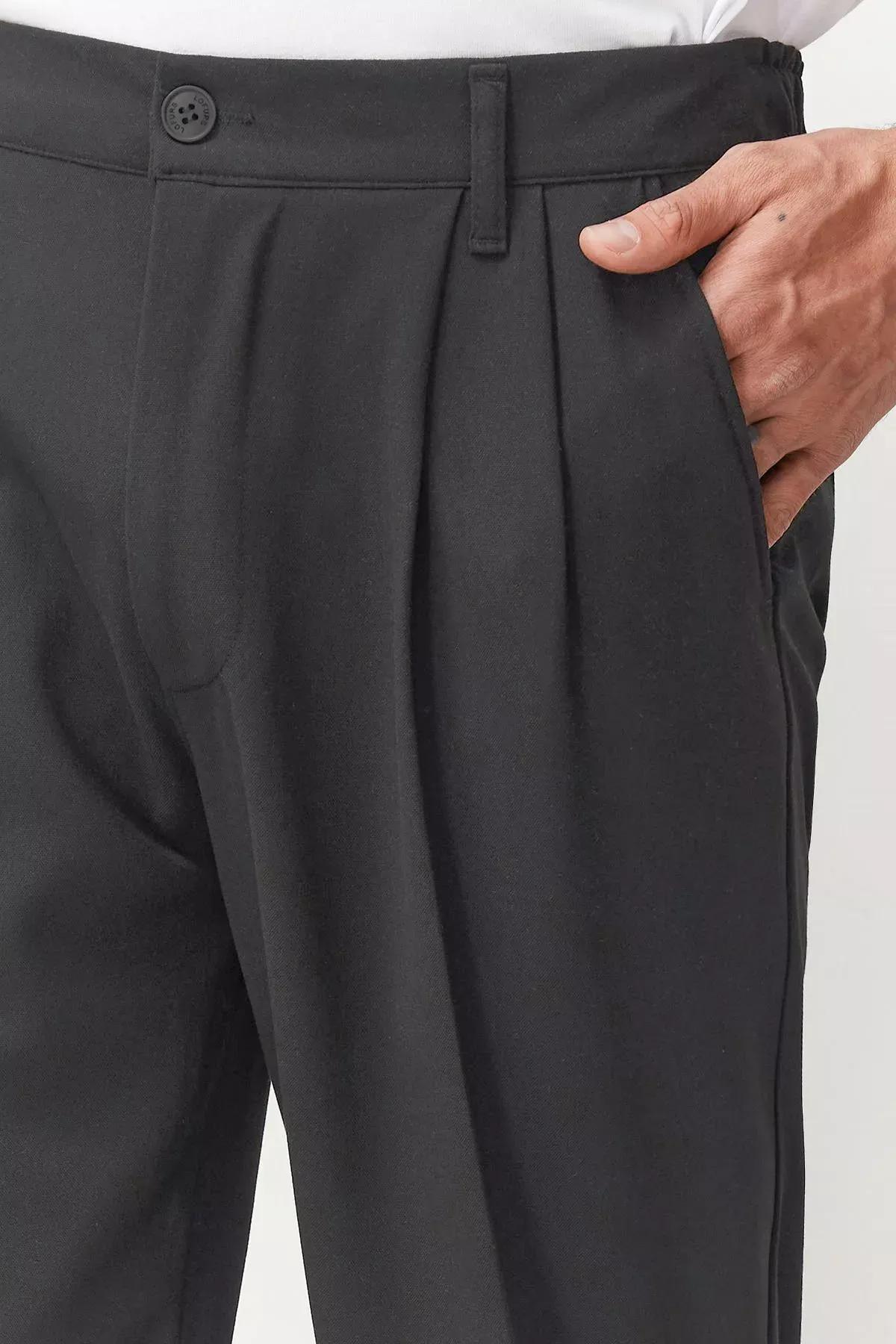 Black Pleated Baggy Trousers, Anthracite, large image number 3