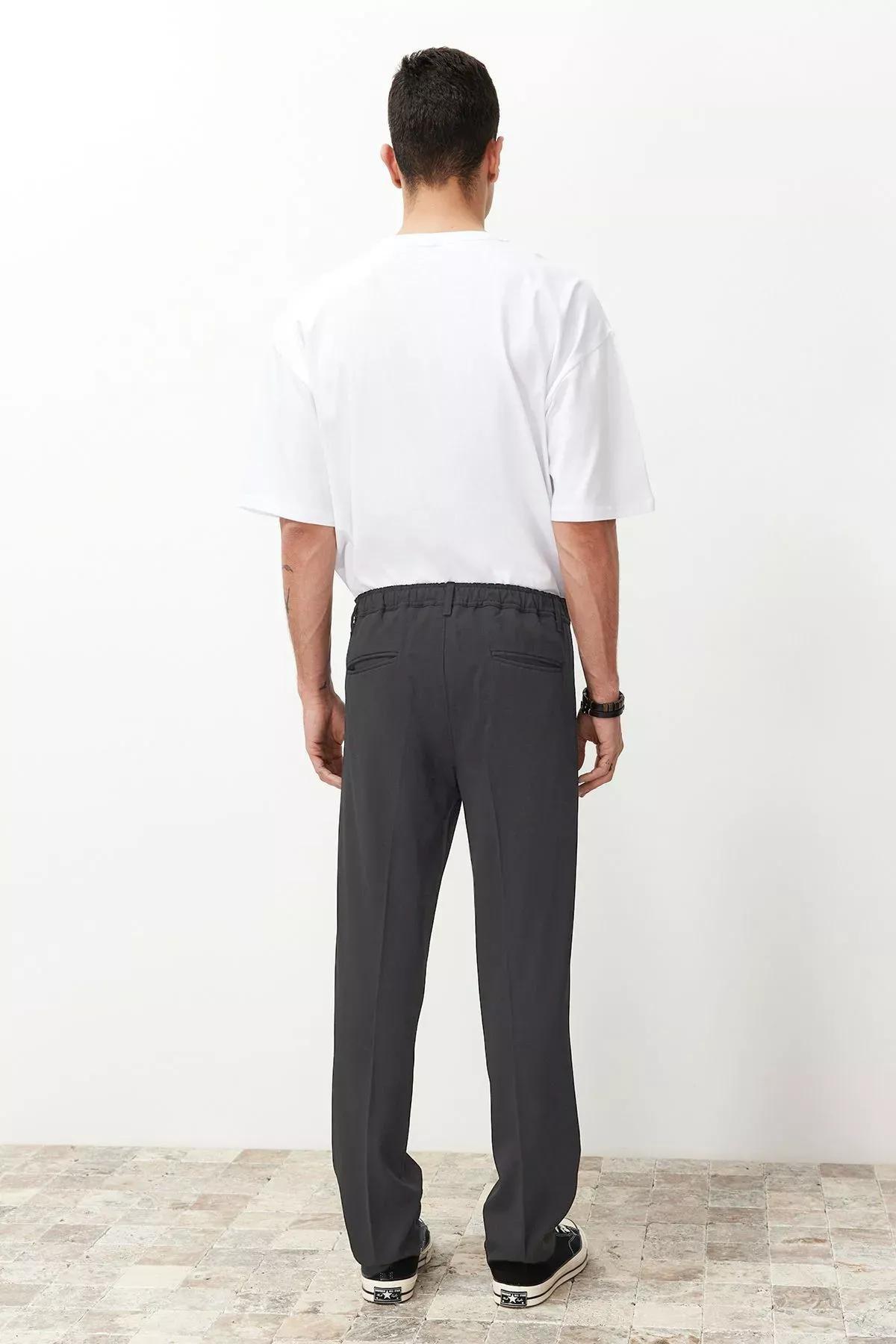 Black Pleated Baggy Trousers, Anthracite, large image number 5