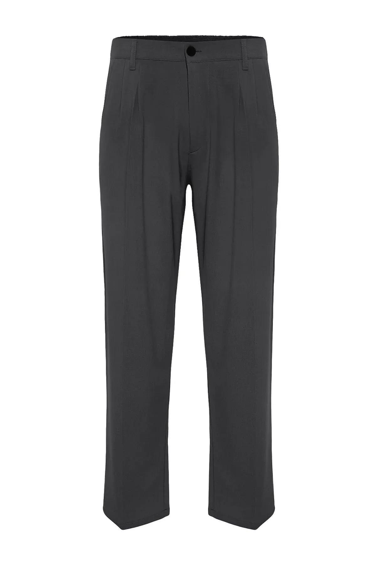 Black Pleated Baggy Trousers, Anthracite, large image number 6