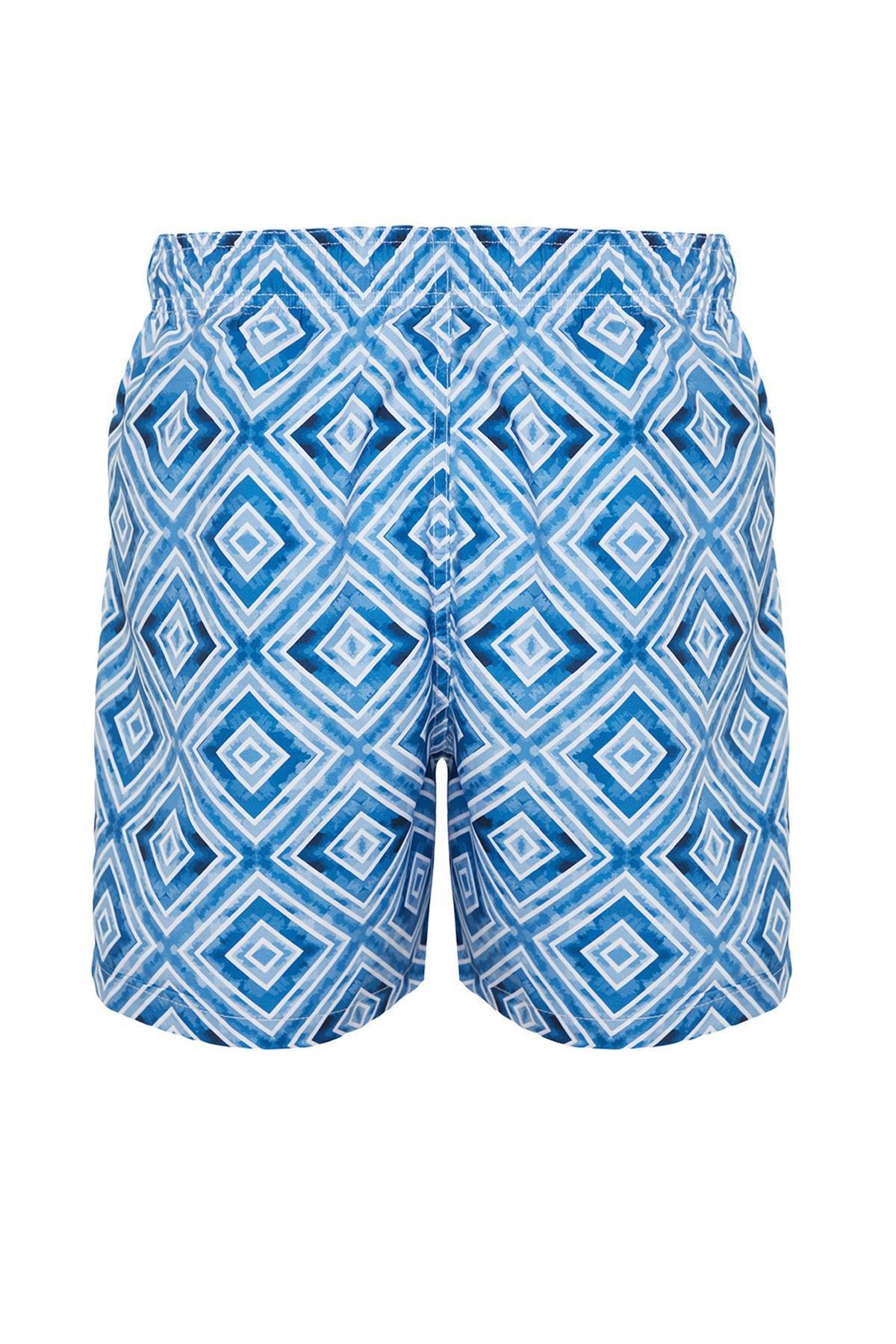 Gray Standard Size Geometric Printed Swim Shorts TMNSS24DS00017, single, C101_5662, large image number 1