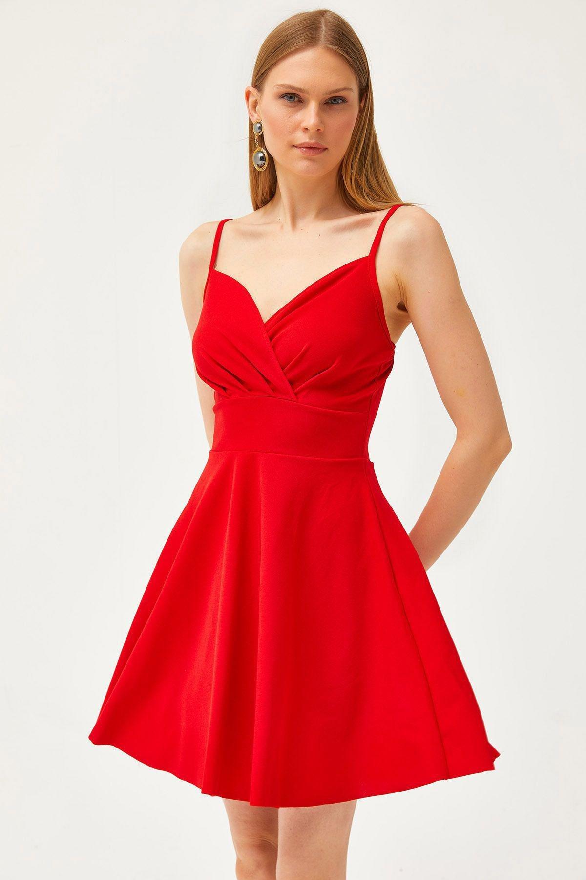 Red Double-Breasted Collared Flared Dress, , large image number 0