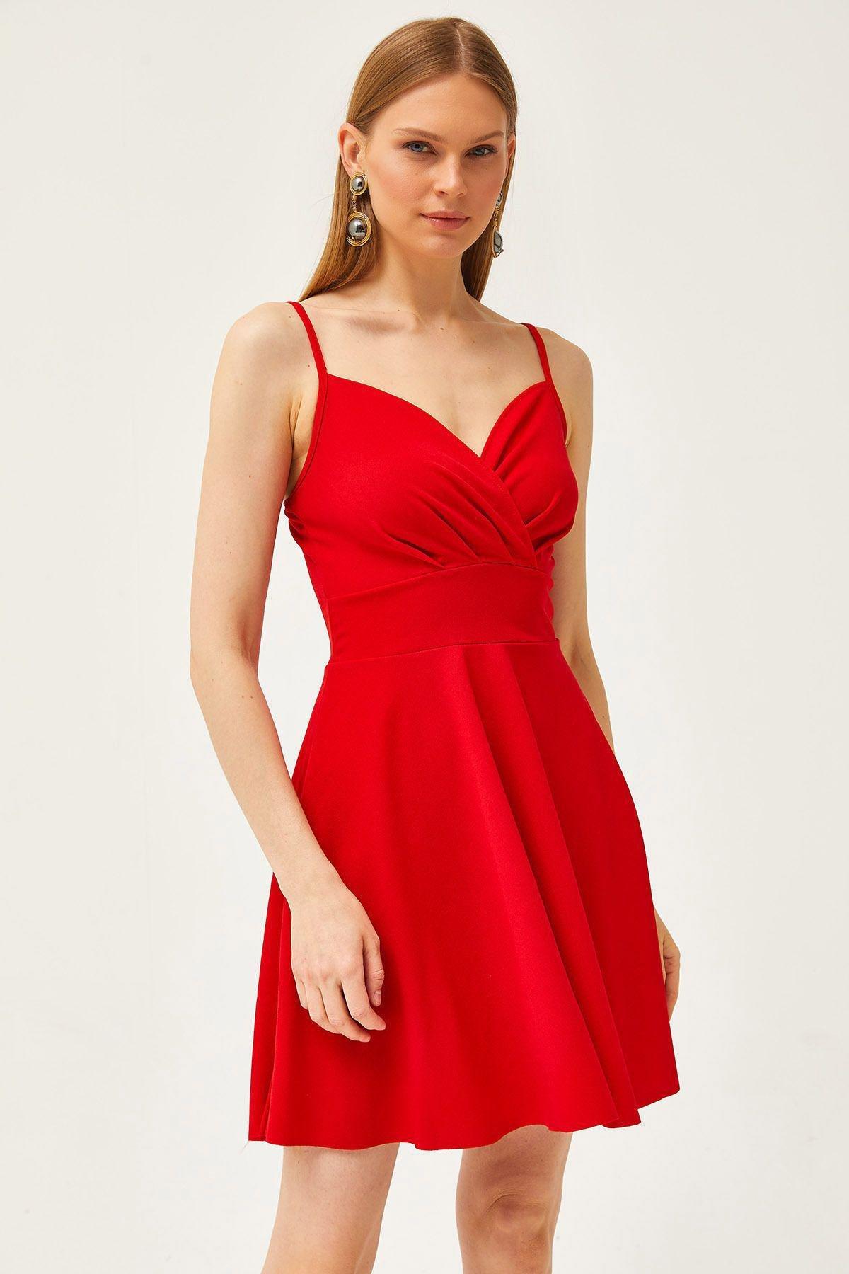 Red Double-Breasted Collared Flared Dress, , large image number 1