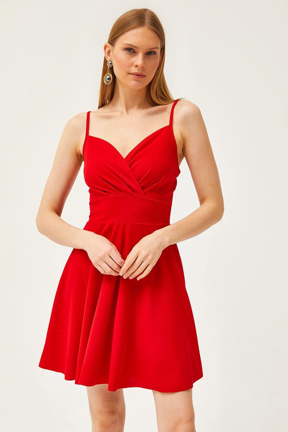 Red Double-Breasted Collared Flared Dress, Red, large image number 2