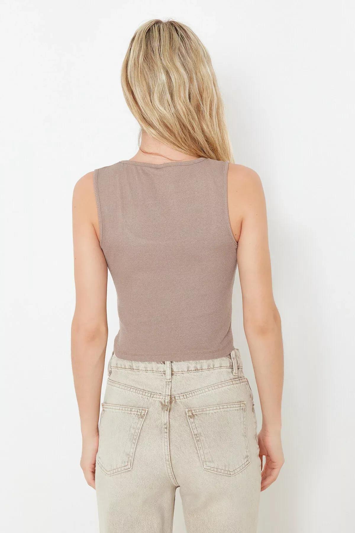 Mink-Ecru 2-Pack Plain Crop Shirt, Mink-Ecru, large image number 3
