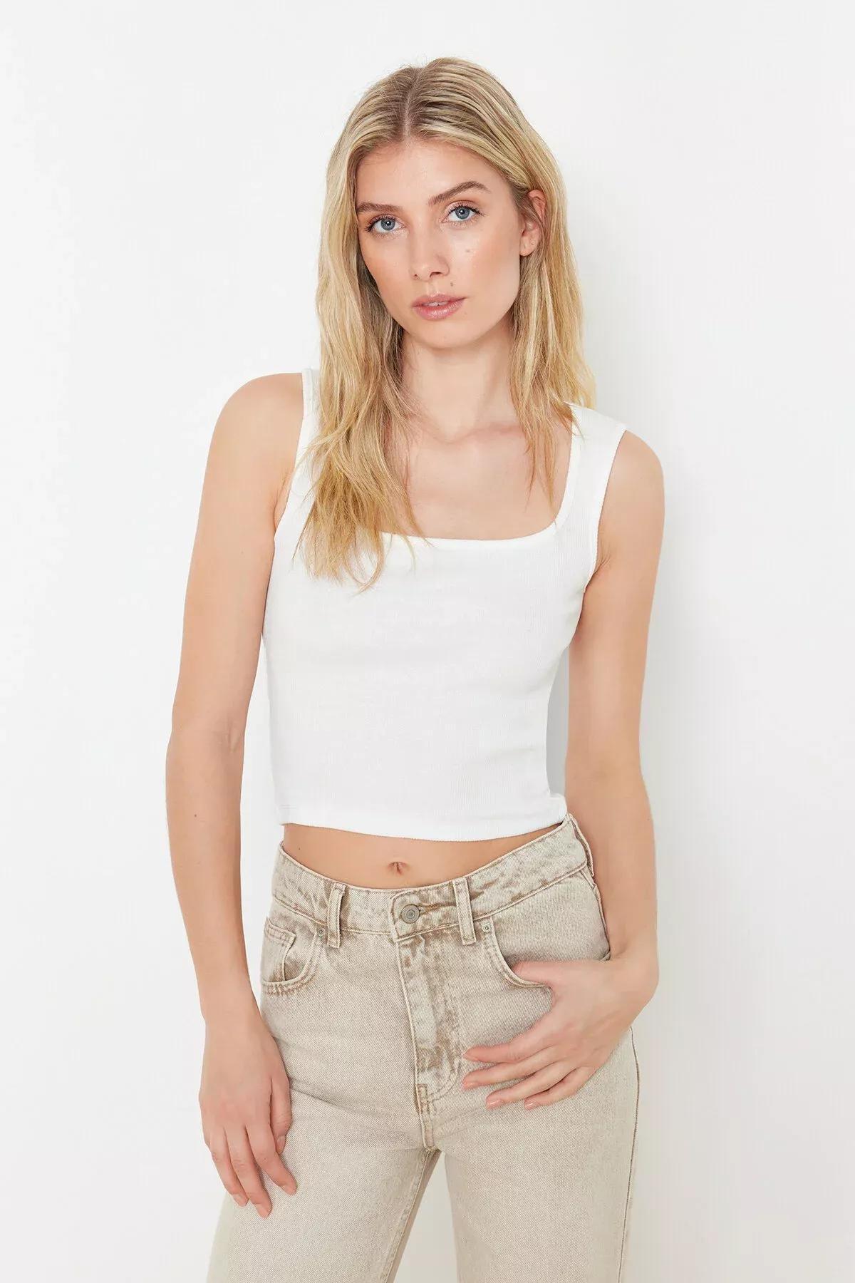 Mink-Ecru 2-Pack Plain Crop Shirt, Mink-Ecru, large image number 4
