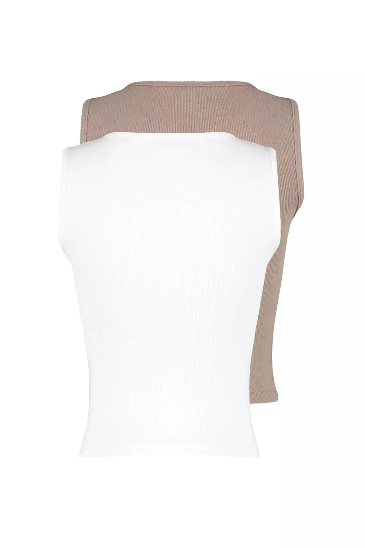 Mink-Ecru 2-Pack Plain Crop Shirt, Mink-Ecru, large image number 7