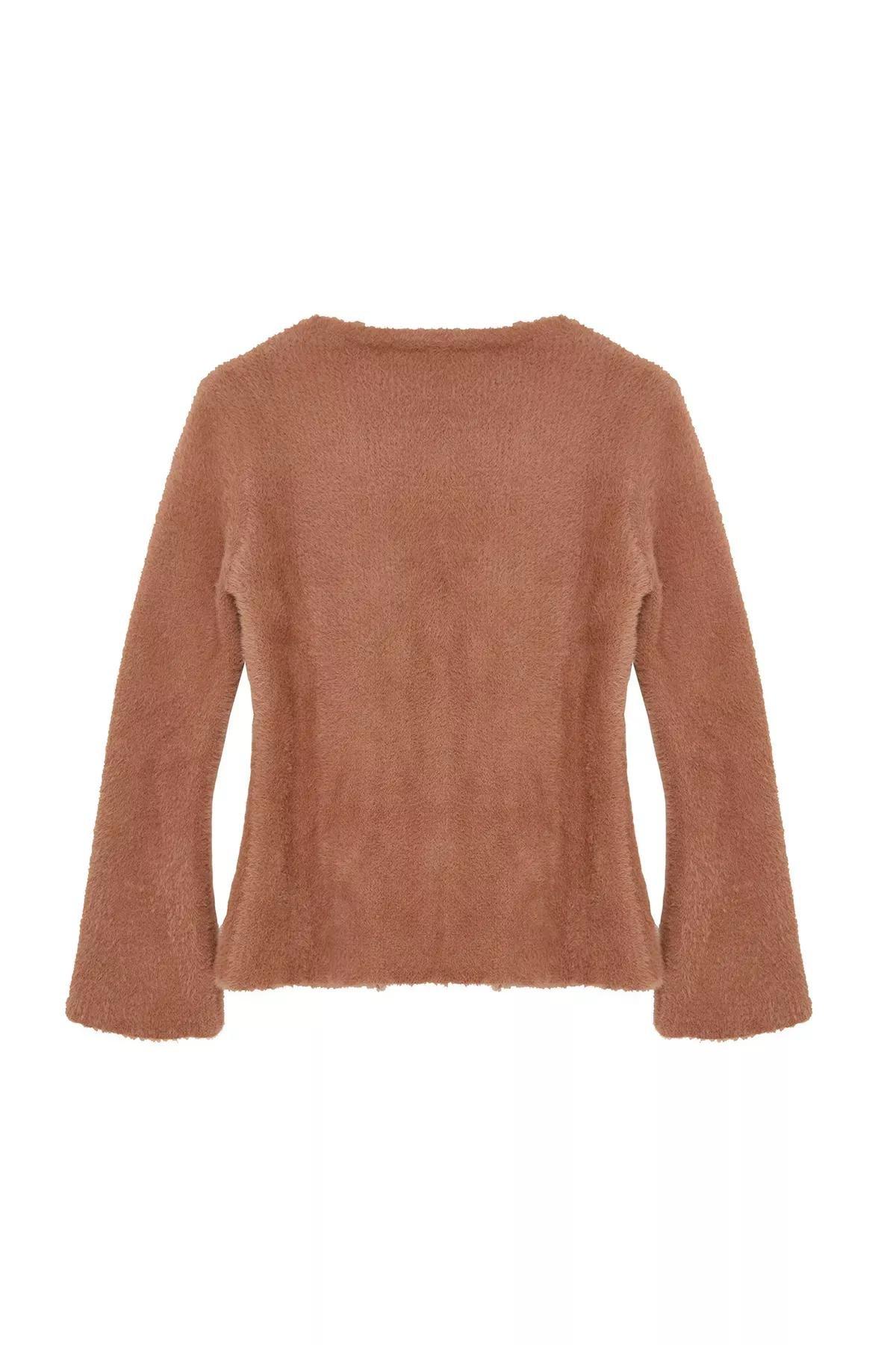 Grey Closure Furry Knit Cardigan, Mink, large image number 5