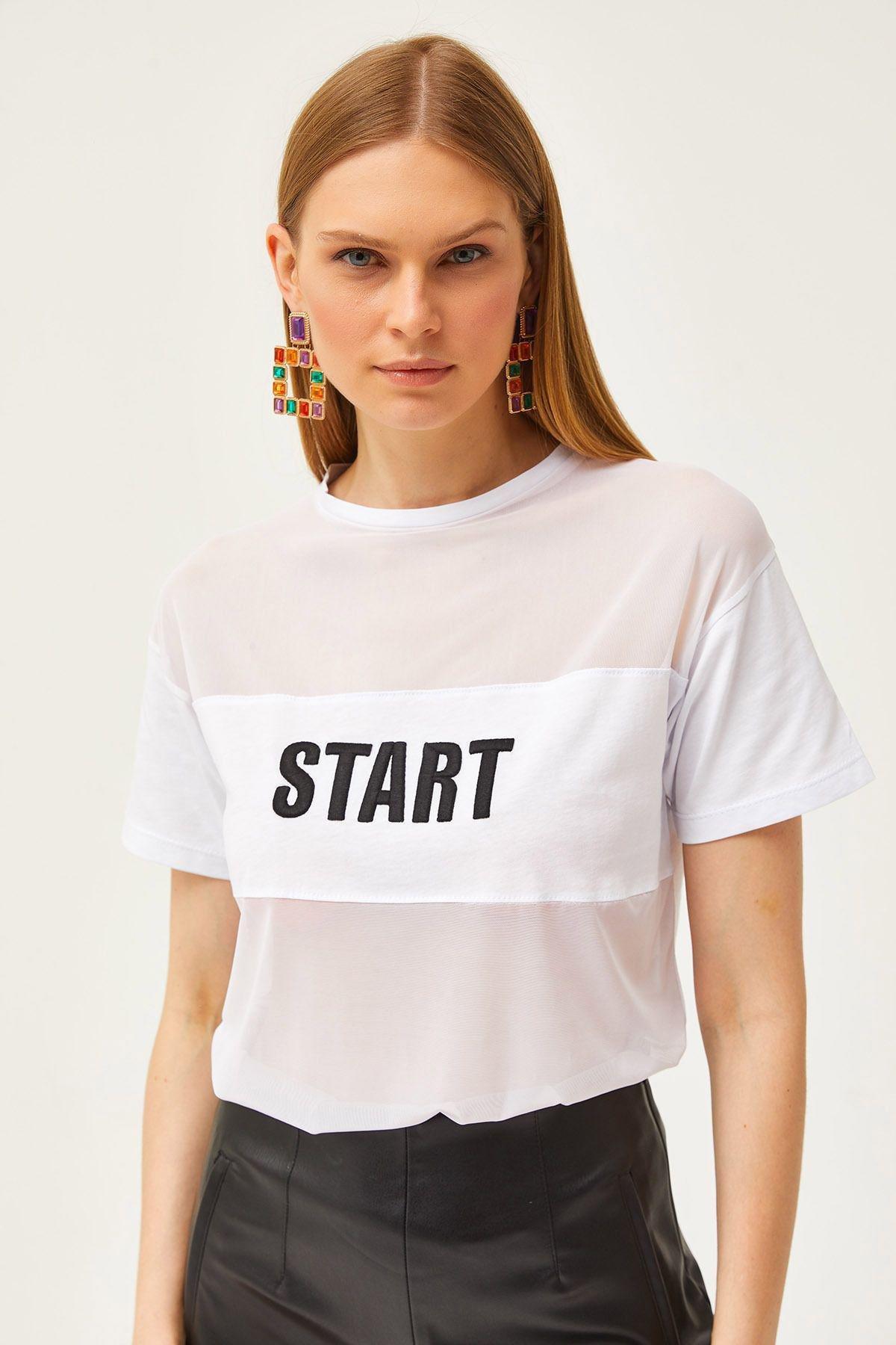 White Tulle Embroidered T-Shirt, White, large image number 3