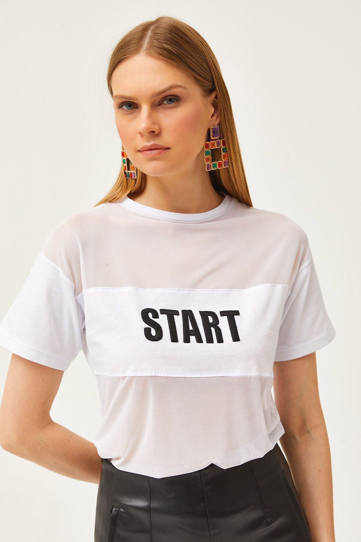 White Tulle Embroidered T-Shirt, White, large image number 4