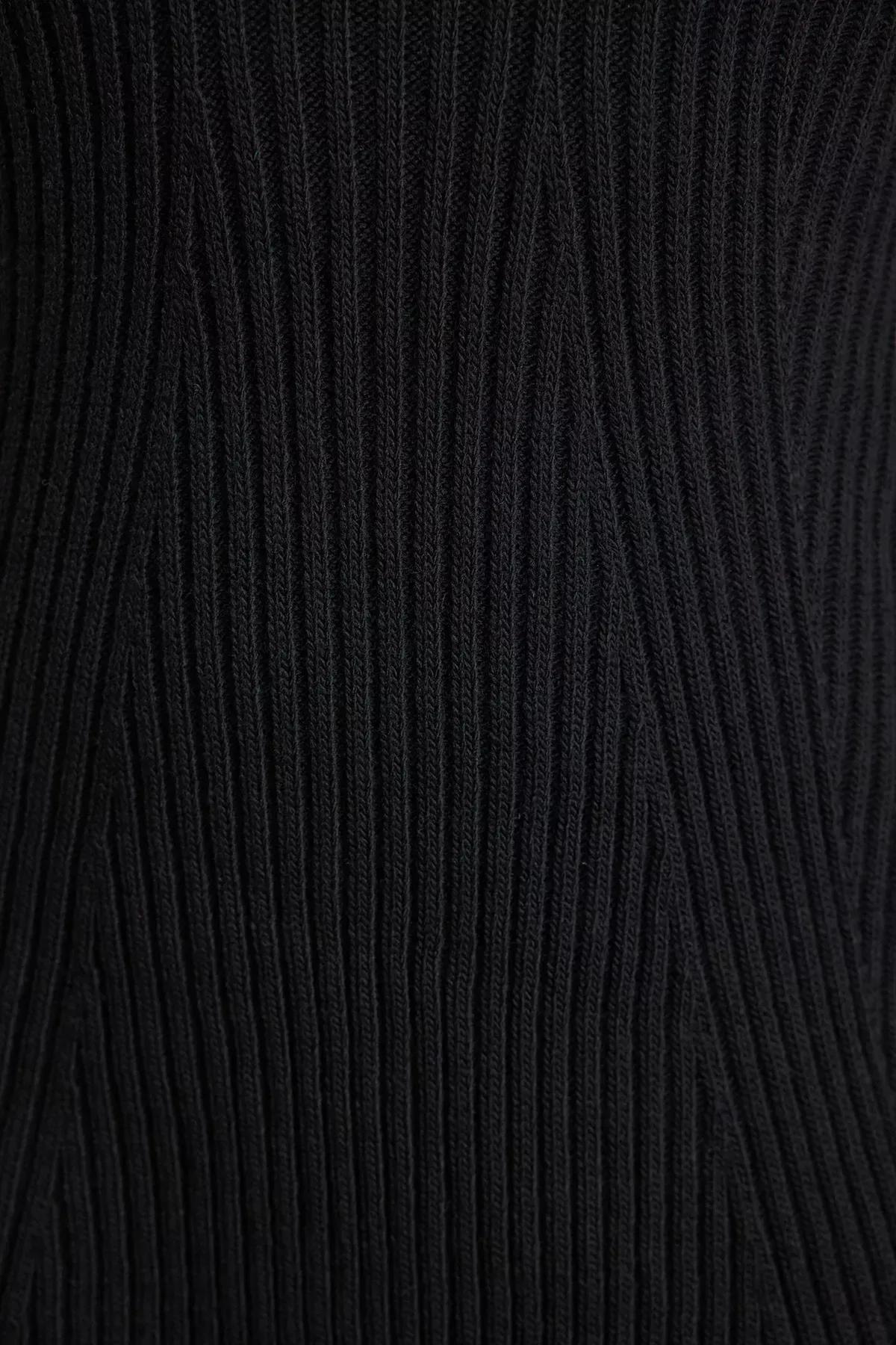Black Mini Knit A-Line Form Fit Dress, , large image number 3