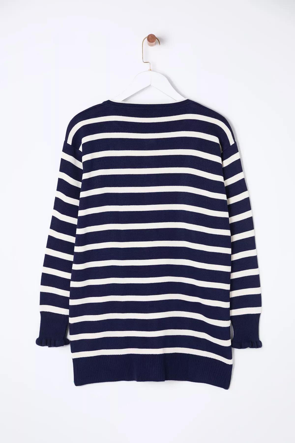 Navy Striped Cardigan, Navy blue, large image number 7