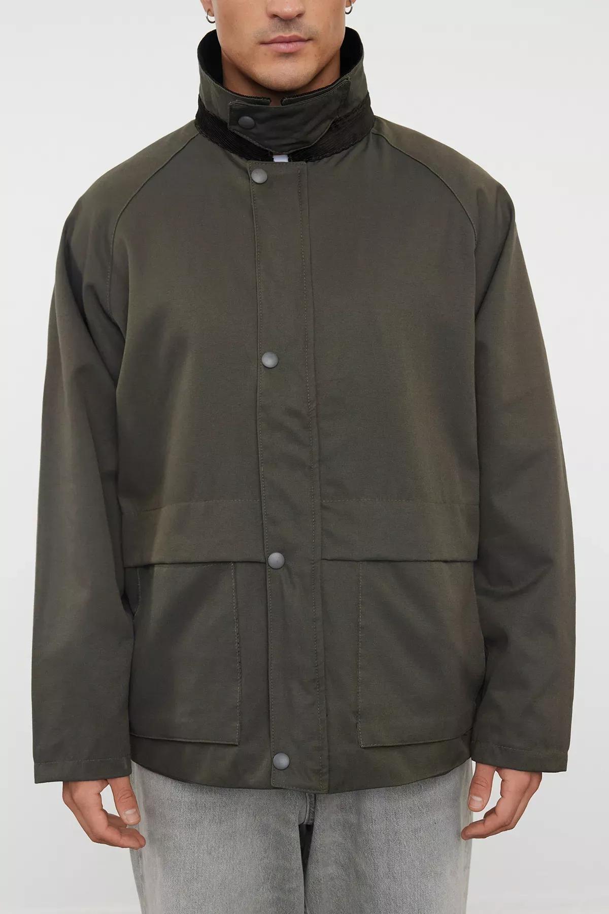 Green Velvet Collar Seasonal Coat, , large image number 3