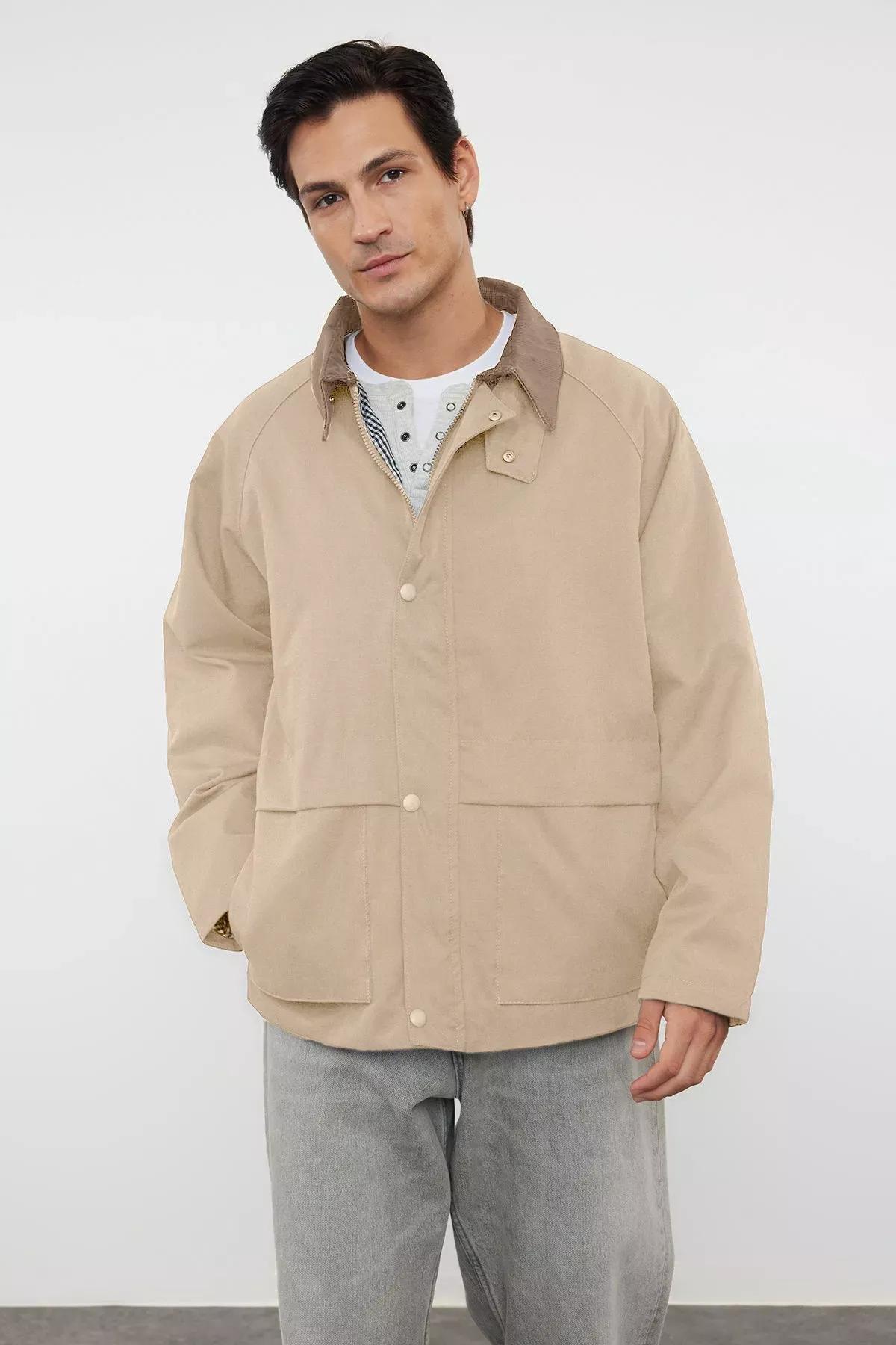 Grey Velvet Collar Seasonal Coat, , large image number 4