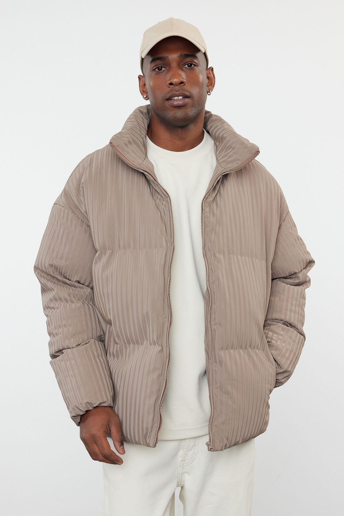 Mink Oversize Fit Stand Collar Winter Puffer Coat TMNAW25MO00019, , medium