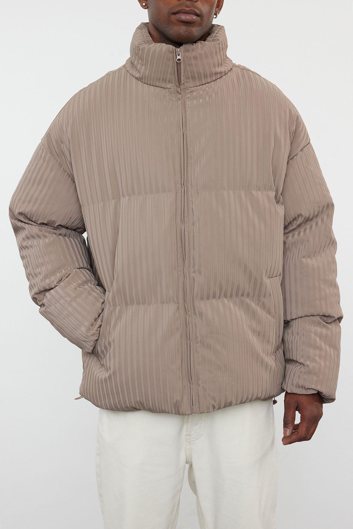 Mink Oversize Fit Stand Collar Winter Puffer Coat TMNAW25MO00019, , large image number 3