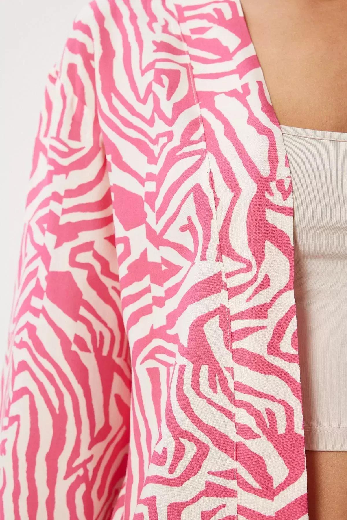 كيمونو بنمط منقوش، وردي, Pink, large image number 2