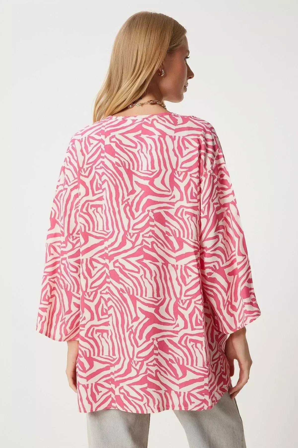 كيمونو بنمط منقوش، وردي, Pink, large image number 3