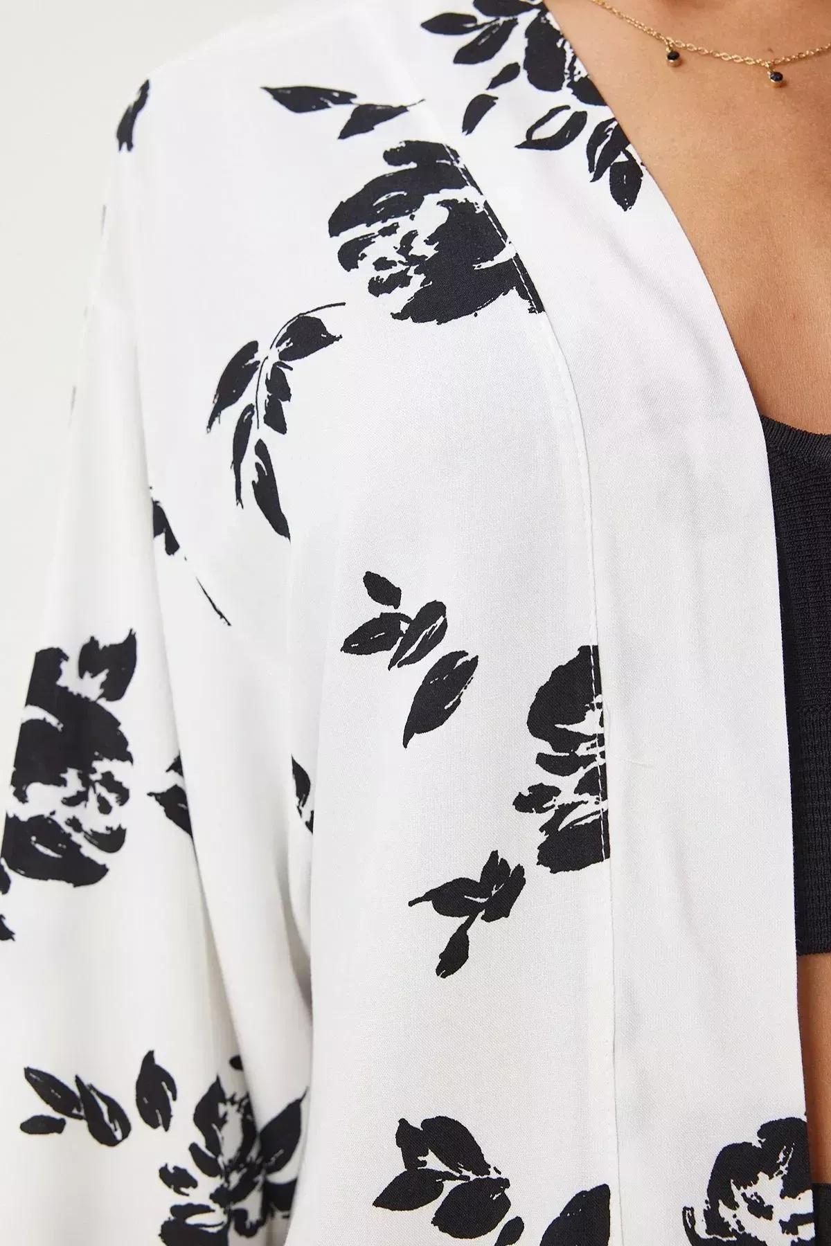 كيمونو بنمط منقوش، أبيض, C101_5696, large image number 4