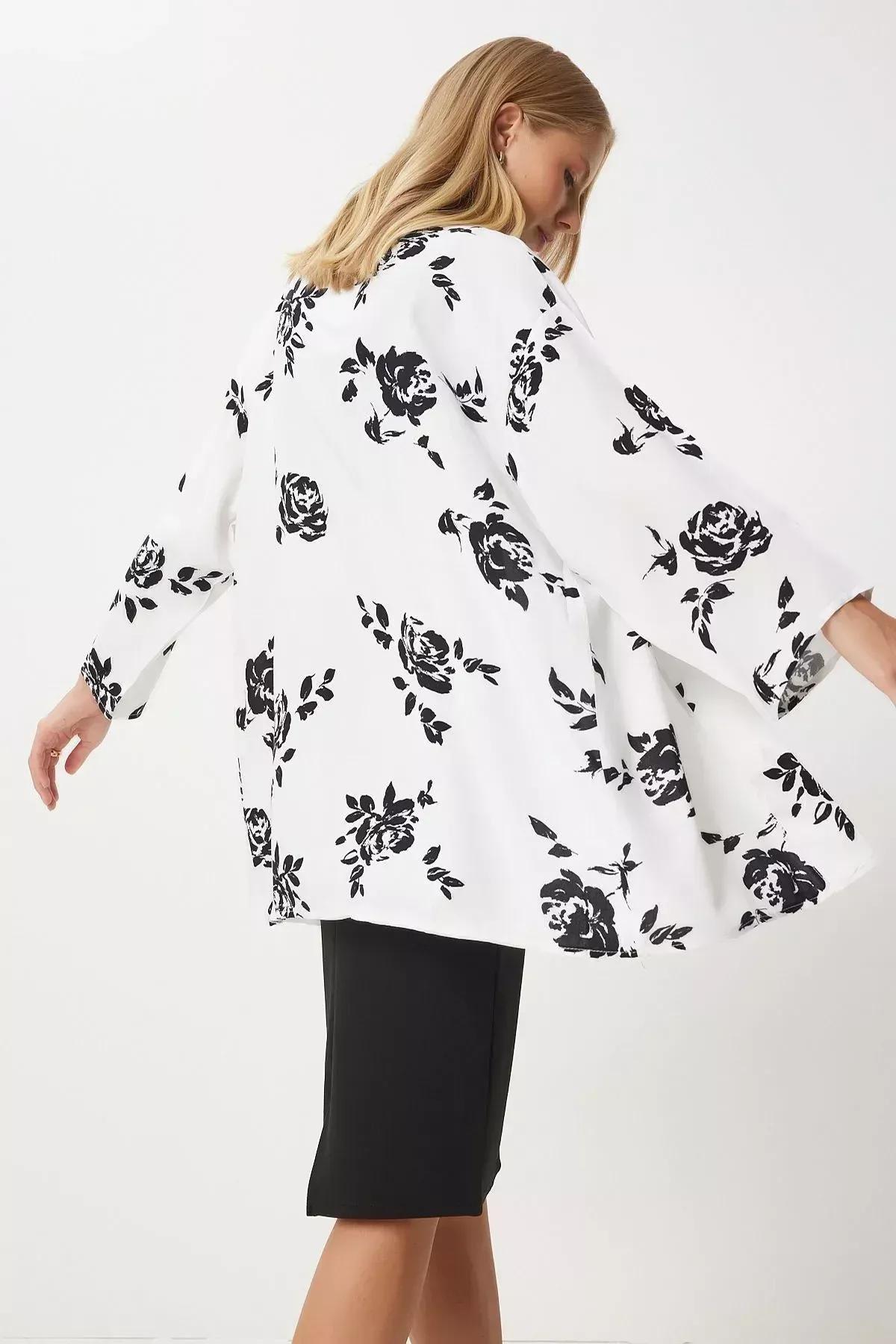 كيمونو بنمط منقوش، أبيض, C101_5696, large image number 5