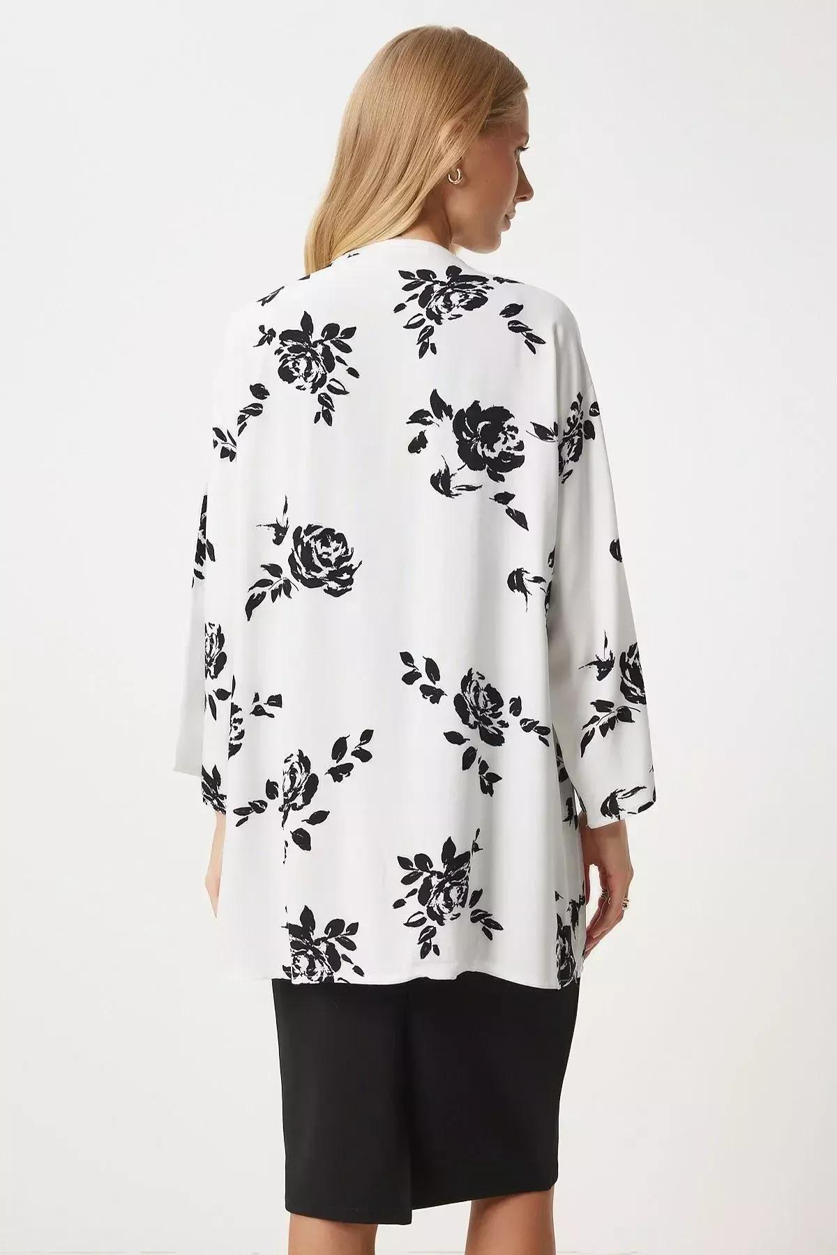 كيمونو بنمط منقوش، أبيض, C101_5696, large image number 6