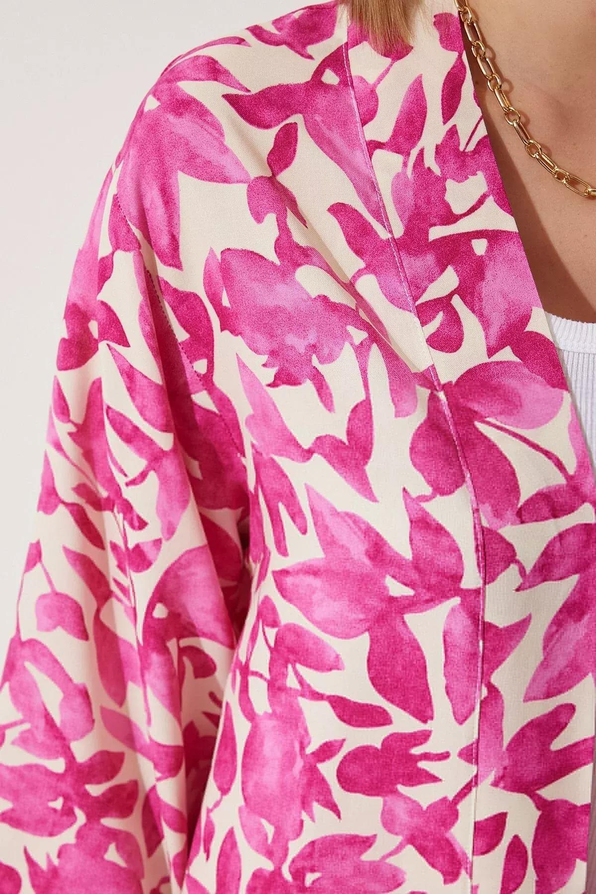 كيمونو بنمط منقوش، ألوان متعددة, Pink Ecru, large image number 7