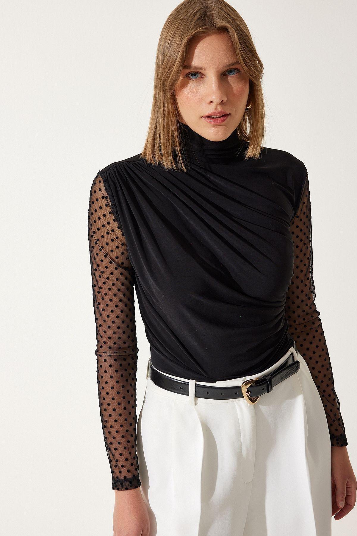 Black Ruched Blouse, C101_5720, medium