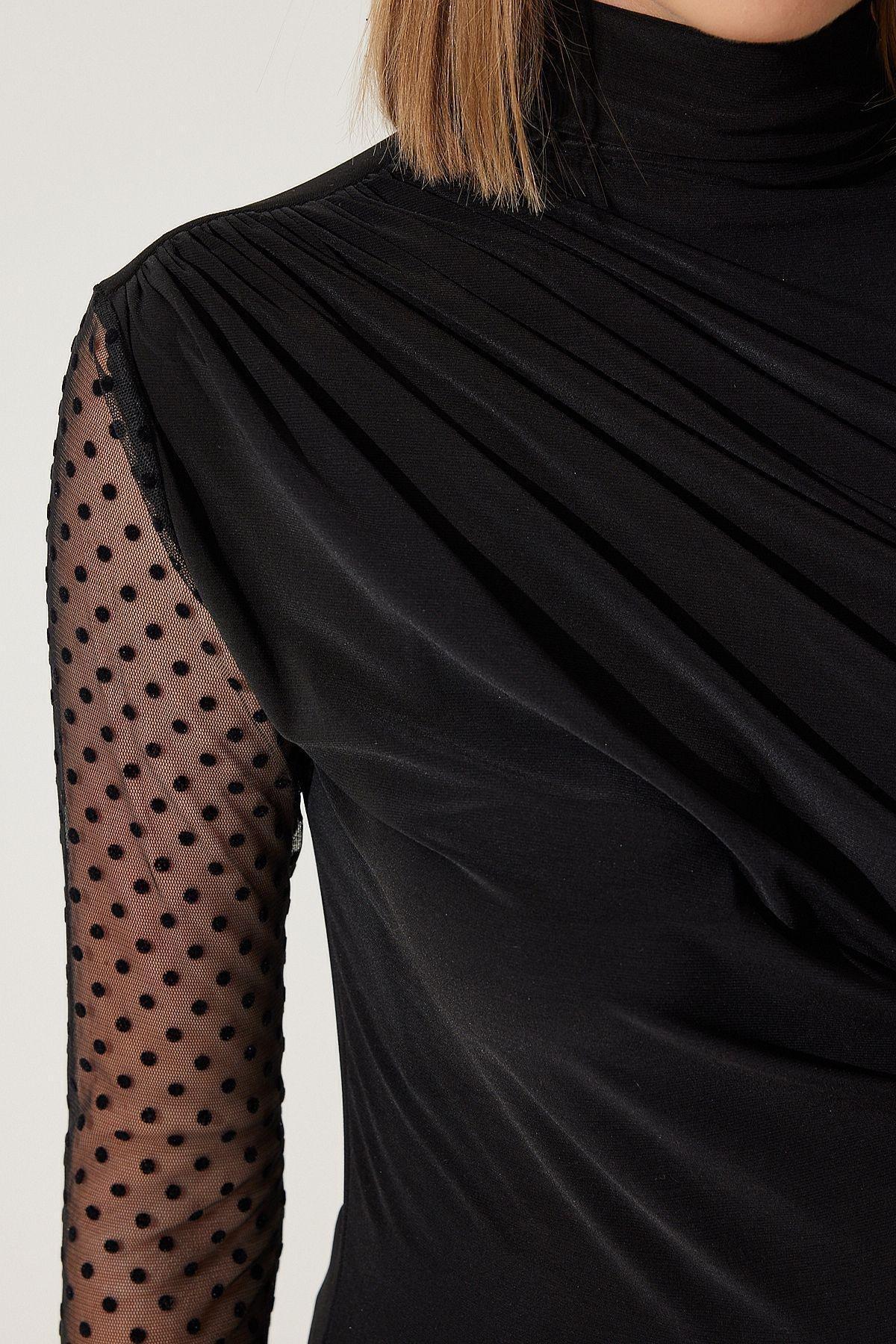 Black Ruched Blouse, C101_5720, large image number 4