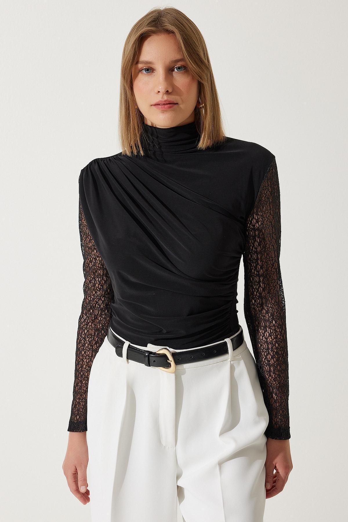 Black Lace Details Blouse, C101_5720, large image number 2