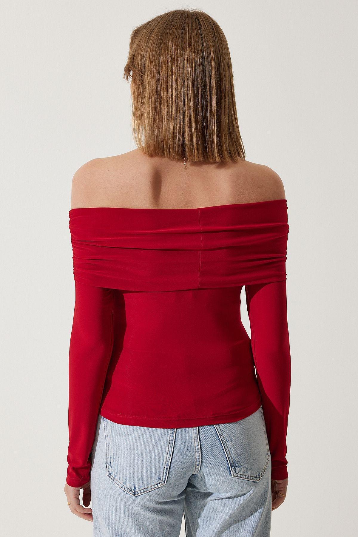 Red Ruched Blouse, Red, large image number 3