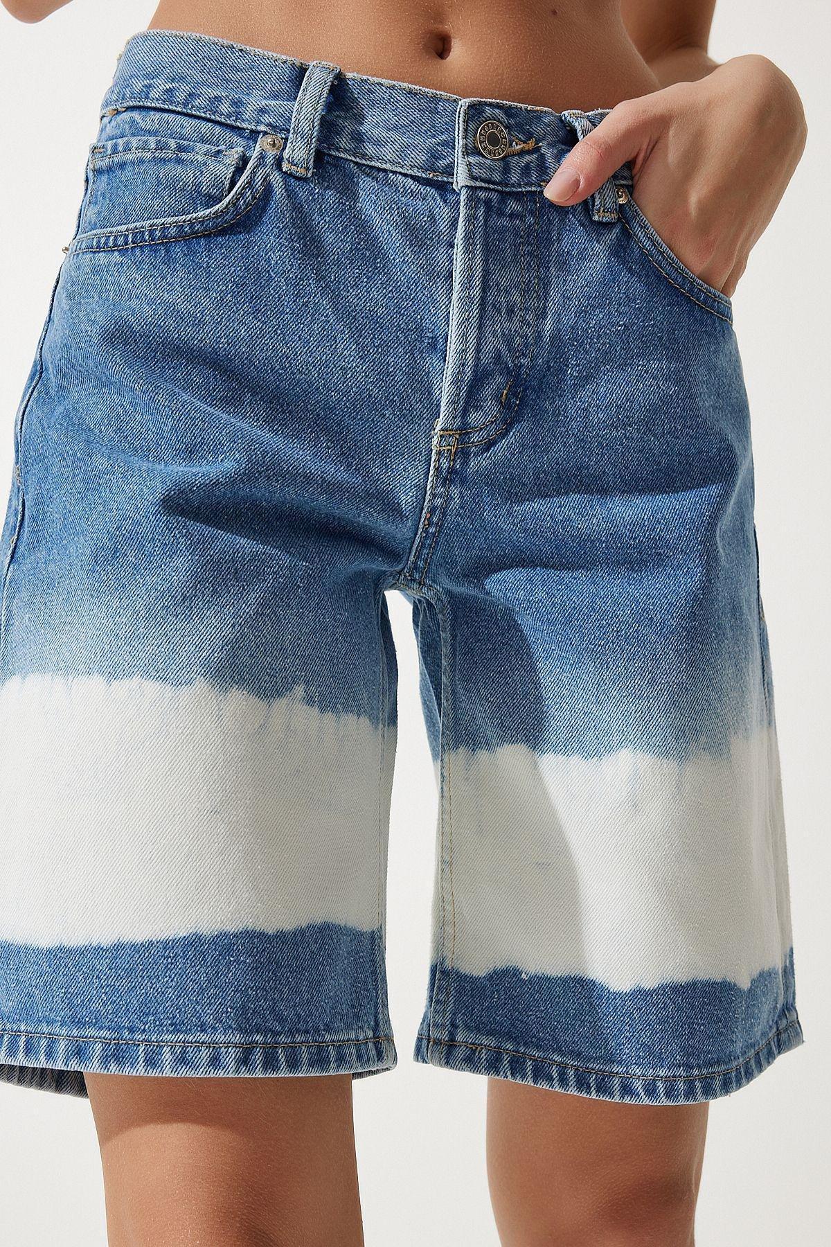 Blue Tie Dye Denim Shorts, , large image number 3